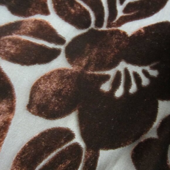 Citron Santa Monica Women Taupe Brown Floral Silk Velvet LS Shirt US  Back Tab - Picture 3 of 12